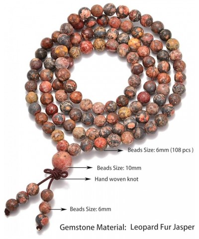 6mm Natural Healing Gemstones Buddhist 108 Prayer Mala Stretchy Bracelet Necklace Leopard Fur Jasper $8.27 Bracelets