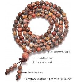 6mm Natural Healing Gemstones Buddhist 108 Prayer Mala Stretchy Bracelet Necklace Leopard Fur Jasper $8.27 Bracelets