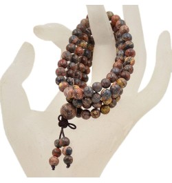 6mm Natural Healing Gemstones Buddhist 108 Prayer Mala Stretchy Bracelet Necklace Leopard Fur Jasper $8.27 Bracelets