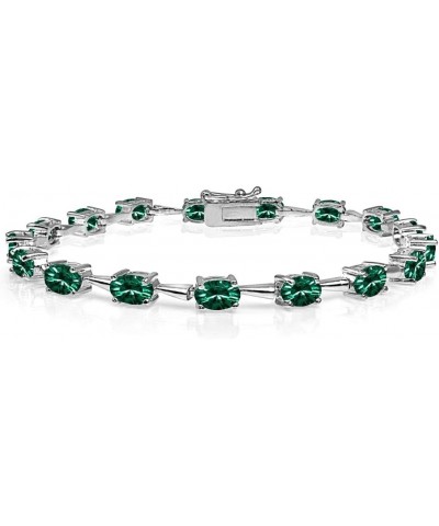 Sterling Silver 6x4mm Oval-Cut Classic Link Tennis Bracelet Made with European Crystals Green $30.55 Bracelets