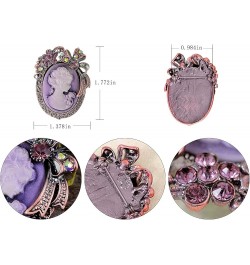 Vintage Inspired Crystal Rhinestone Victorian Lady Cameo Brooch Pin Maiden Flower Ribbon Bow Pendant Purple $10.57 Brooches &...