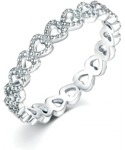 925 Sterling Silver Bezel Hearts Stackable Ring Band for Women & Girls - Made in Italy Comes With a Gift Box $10.82 Rings