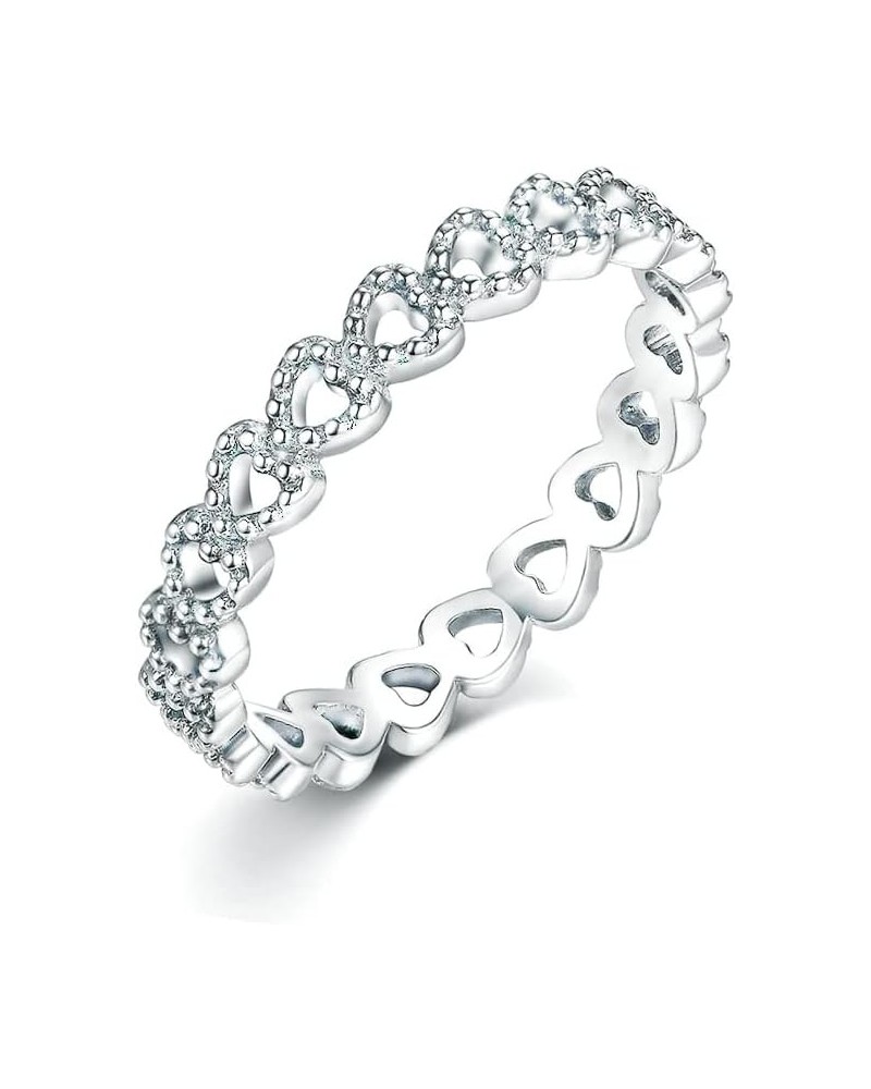 925 Sterling Silver Bezel Hearts Stackable Ring Band for Women & Girls - Made in Italy Comes With a Gift Box $10.82 Rings