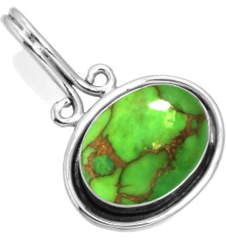 925 Sterling Silver Handmade Pendant for Women 10x14 Oval Gemstone Boho Silver Jewelry for Gift (99552_P) Copper Green Turquo...