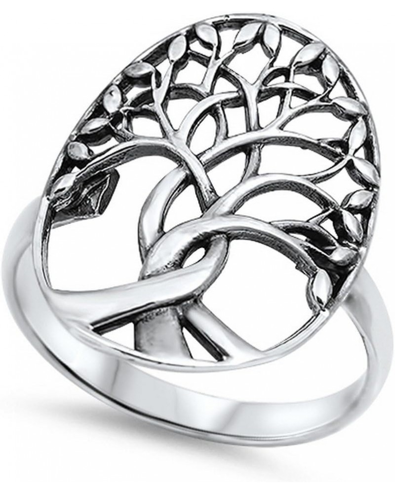 Tree of Life Ring Solid 925 Sterling Silver Family Tree of Life Band 3-14 Simple Plain Sterling Silver $14.99 Rings