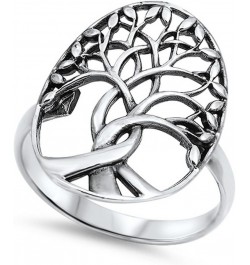 Tree of Life Ring Solid 925 Sterling Silver Family Tree of Life Band 3-14 Simple Plain Sterling Silver $14.99 Rings