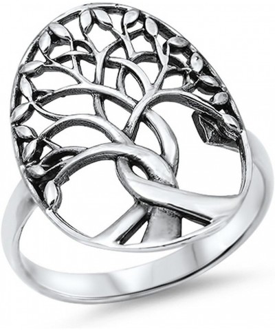 Tree of Life Ring Solid 925 Sterling Silver Family Tree of Life Band 3-14 Simple Plain Sterling Silver $14.99 Rings