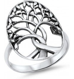 Tree of Life Ring Solid 925 Sterling Silver Family Tree of Life Band 3-14 Simple Plain Sterling Silver $14.99 Rings