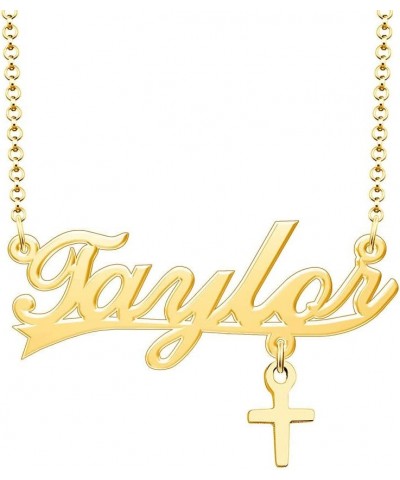 Heart/Cross/Butterfly Name Necklace Personalized Nameplate Stainless Steel-Silver/Gold/Rose Gold Plated Gold Taylor (Cross) $...