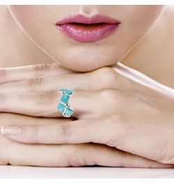 Turquoise Ring Sterling Silver 925 Genuine Gemstones Size 6 to 11 Turquoise $13.94 Rings