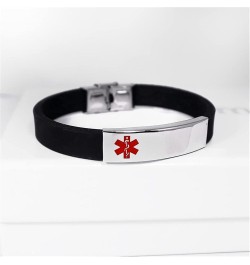 Medical Alert Bracelet for Teens Adults Boys Girls,Silicone Wristband Emergency ID Identification Cuff Bracelets Health Aller...