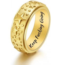 Encouragement Spinner Ring for Women Men 8MM Stainless Steel Rotating Band Rings Keep Fucking Going Inspirational Spinner Rin...