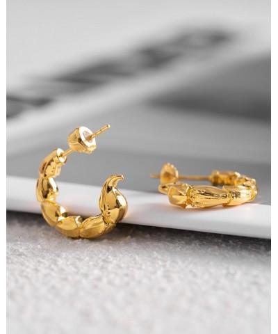 Scorpion Tail Earrings Stud Earrings Hypoallergenic Jewelry for Men Women Girls Scorpio Birthday Gifts Gold Vermeil-Customize...