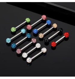 14G Stainless Steel Nipple Rings Glitter CZ Balls Straight Barbell Bars Tongue Ring 16mm(5/8 Inch) Body Piercing Jewelry Lake...