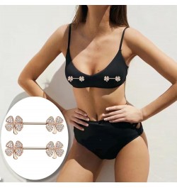 14G Four Leaf Clover Nipple Rings for Women Girls Stainless Steel Sparkling CZ Straight Bar Barbell Nipple Studs Stylish Body...