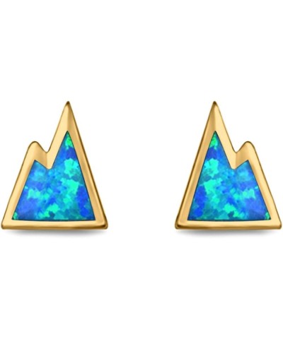 Mountain Stud Earrings Created Opal 925 Sterling Silver Yellow Tone, Lab Created Blue Opal $9.89 Earrings