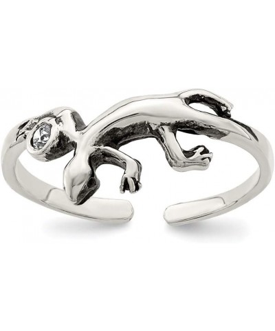 Sterling Silver Antiqued Lizard CZ Toe Ring Q-QR783 $14.14 Body Jewelry