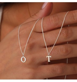 Silver Initial Necklaces for Women Girls, Dainty Silver Letter Necklace Simple Pendant Choker Necklace Trendy Cute Personaliz...