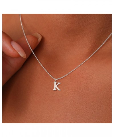 Silver Initial Necklaces for Women Girls, Dainty Silver Letter Necklace Simple Pendant Choker Necklace Trendy Cute Personaliz...