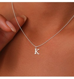 Silver Initial Necklaces for Women Girls, Dainty Silver Letter Necklace Simple Pendant Choker Necklace Trendy Cute Personaliz...