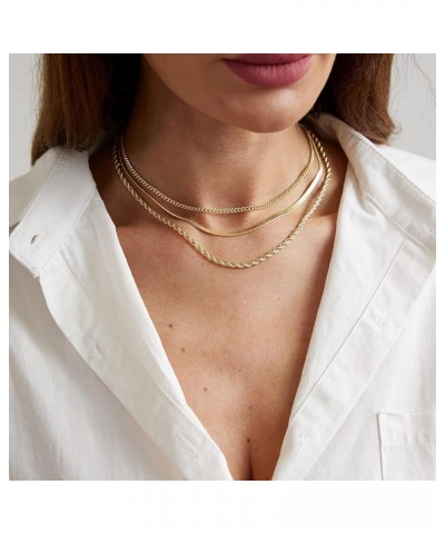 Layered Necklace for Women Dainty 14K Gold/Silver Plated Necklaces Trendy Herringbone/Rope Chain Necklace Set Simple Stacked ...