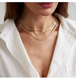 Layered Necklace for Women Dainty 14K Gold/Silver Plated Necklaces Trendy Herringbone/Rope Chain Necklace Set Simple Stacked ...