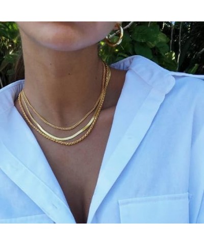 Layered Necklace for Women Dainty 14K Gold/Silver Plated Necklaces Trendy Herringbone/Rope Chain Necklace Set Simple Stacked ...