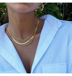 Layered Necklace for Women Dainty 14K Gold/Silver Plated Necklaces Trendy Herringbone/Rope Chain Necklace Set Simple Stacked ...