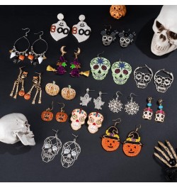 Halloween Earrings for Women | Skeleton | Skull | Ghost | Pumpkin | Spider web | Wizard hat | Trick or Treat | Halloween Dang...