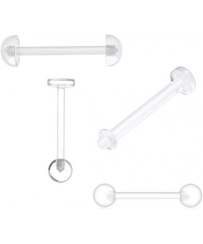 4PCS 14g Tongue Retainer Bioflex 16mm Flexible Acrylic Tongue Ring Bioplast Clear Flat Half Ball Nipple Barbell Retainer Spac...