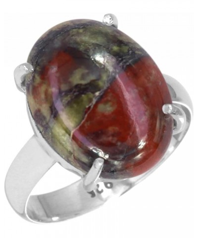 925 Sterling Silver Handmade Ring for Women 12x16 Oval Gemstone Statement Jewelry for Gift (99037_R) Dragon Blood Jasper $20....