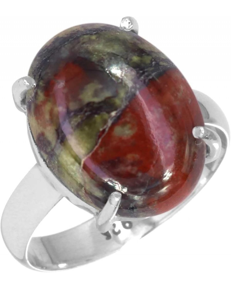 925 Sterling Silver Handmade Ring for Women 12x16 Oval Gemstone Statement Jewelry for Gift (99037_R) Dragon Blood Jasper $20....