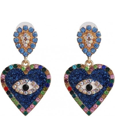 Trendy Ethnic Love Heart Shape Evil Eye Drop Earrings For Women Vintage tement Crystal Dangle Earring Jewelry Gift 53089-BU $...