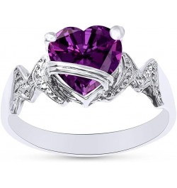 Heart Shape Simulated Birthstone In 14K White Gold Over 925 Sterling Silver Simulated Amethyst $28.99 Necklaces