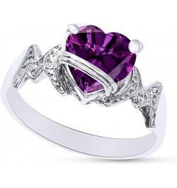 Heart Shape Simulated Birthstone In 14K White Gold Over 925 Sterling Silver Simulated Amethyst $28.99 Necklaces