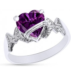 Heart Shape Simulated Birthstone In 14K White Gold Over 925 Sterling Silver Simulated Amethyst $28.99 Necklaces