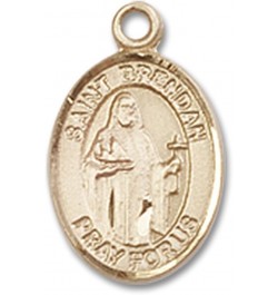 14 Karat Gold Catholic Patron Saint Medal Petite Charm Pendant, 1/2 Inch Saint Brendan the Navigator $100.58 Pendants