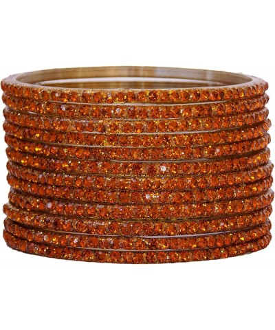 Indian Traditional Glass Bangles Zirconia Stone Women Wedding Fashion Jewelry Brown 2.6 Inches $11.70 Bracelets