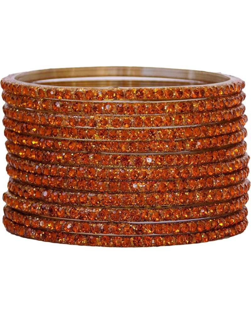 Indian Traditional Glass Bangles Zirconia Stone Women Wedding Fashion Jewelry Brown 2.6 Inches $11.70 Bracelets