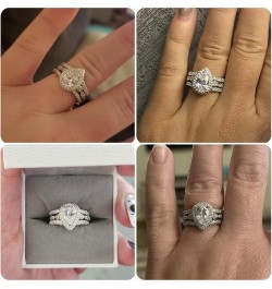 Wedding Ring Sets for Him and Her AAAAA Cz Promise Rings for Couples Women Mens Band Pear Shape Size 5-13 Men's Size 9 & Wome...