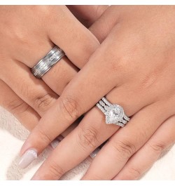 Wedding Ring Sets for Him and Her AAAAA Cz Promise Rings for Couples Women Mens Band Pear Shape Size 5-13 Men's Size 9 & Wome...