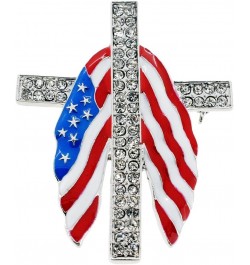 American Flag Patriotic Cross Crystal Pin Brooch $9.51 Brooches & Pins