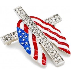 American Flag Patriotic Cross Crystal Pin Brooch $9.51 Brooches & Pins