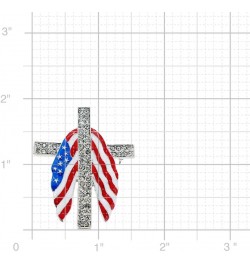 American Flag Patriotic Cross Crystal Pin Brooch $9.51 Brooches & Pins