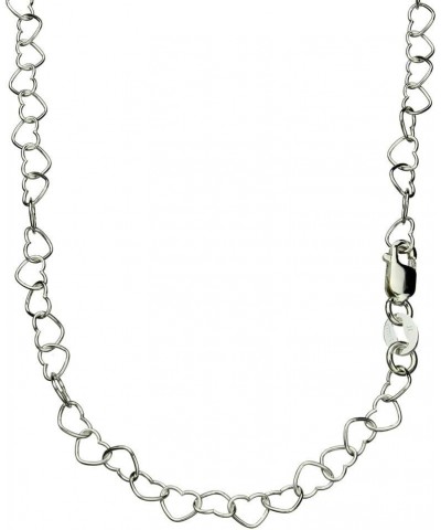 Heart Link Sterling Silver Nickel Free Chain Necklace Italy Adjustable 24 inches $11.27 Others