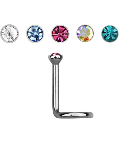 18GA EO Gas Sterilized G23 Implant Grade Titanium Bezel Set Crystal Top Nose Screw Clear $8.25 Body Jewelry