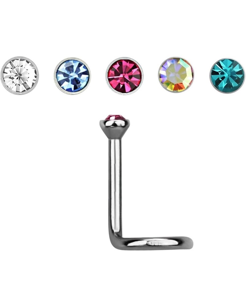 18GA EO Gas Sterilized G23 Implant Grade Titanium Bezel Set Crystal Top Nose Screw Clear $8.25 Body Jewelry