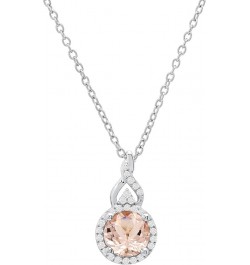 Round White Diamond & Gemstone Ladies Pendant (Silver Chain Included), Available in Various Gemstones & Metal 10K/14K/18K Gol...