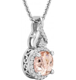 Round White Diamond & Gemstone Ladies Pendant (Silver Chain Included), Available in Various Gemstones & Metal 10K/14K/18K Gol...