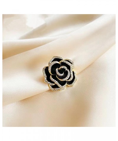 Rhinestone Black Rose Ladies Necklace Long Adjustable Pendant Necklace Women's Sweater Necklace Wedding Dress Necklace Jewelr...